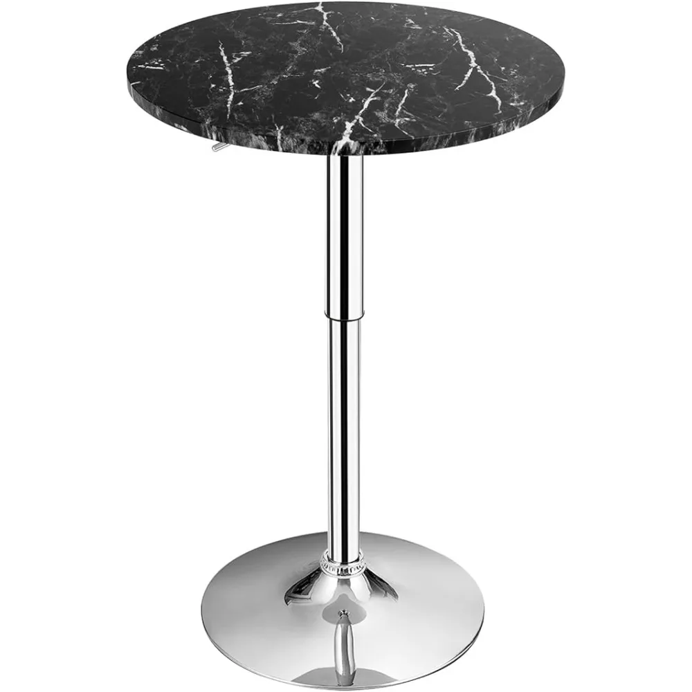 

Round Pub Table Height Adjustable, 360° Swivel Cocktail Pub Table with Sliver Leg and Base for Home, Bar Table