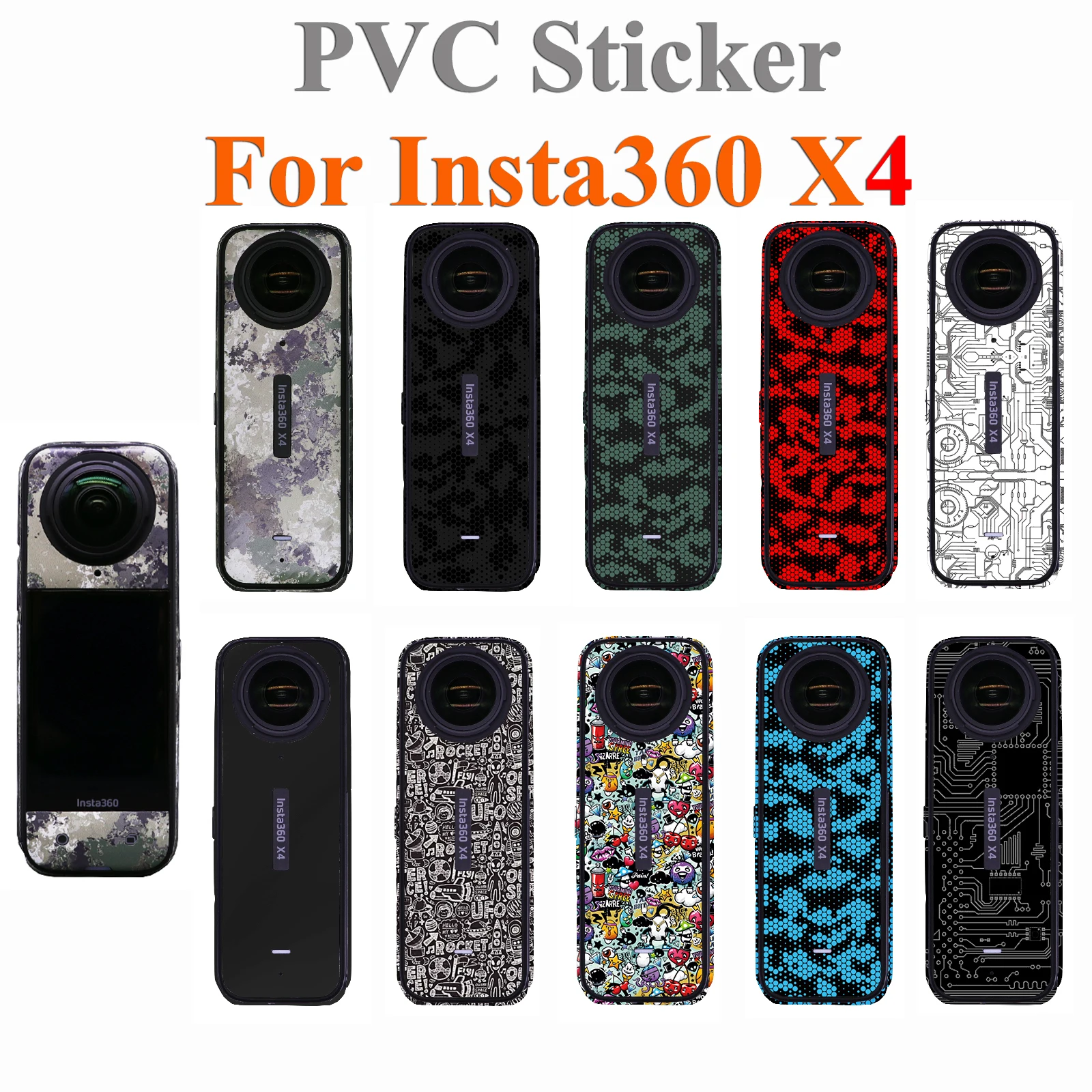 PVC Sticker For Insta360 X4 Panoramic Action Camera Decorative Protective Film Anti-scratch Body Cover Colorful Skin Accessories