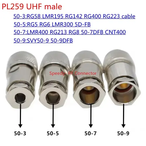 1-10 Uds PL259 UHF conector de abrazadera macho abrazadera de soldadura para RG5 RG6 LMR300 5DFB RG142 LMR400 Cable entrega rápida latón cobre