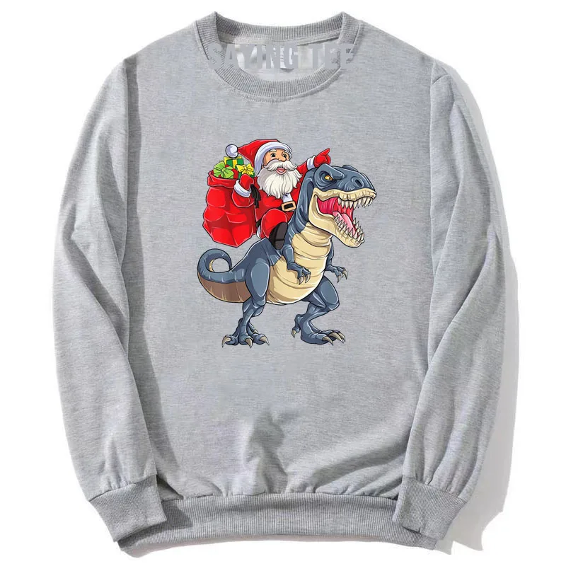 Dinosaurier t Rex Weihnachten Santa Jungen Männer Weihnachten Squad Pullower Sweatshirt niedlichen Langarm T-Shirt Top Papa Ehemann Baumwolle Pullover – Detail 5