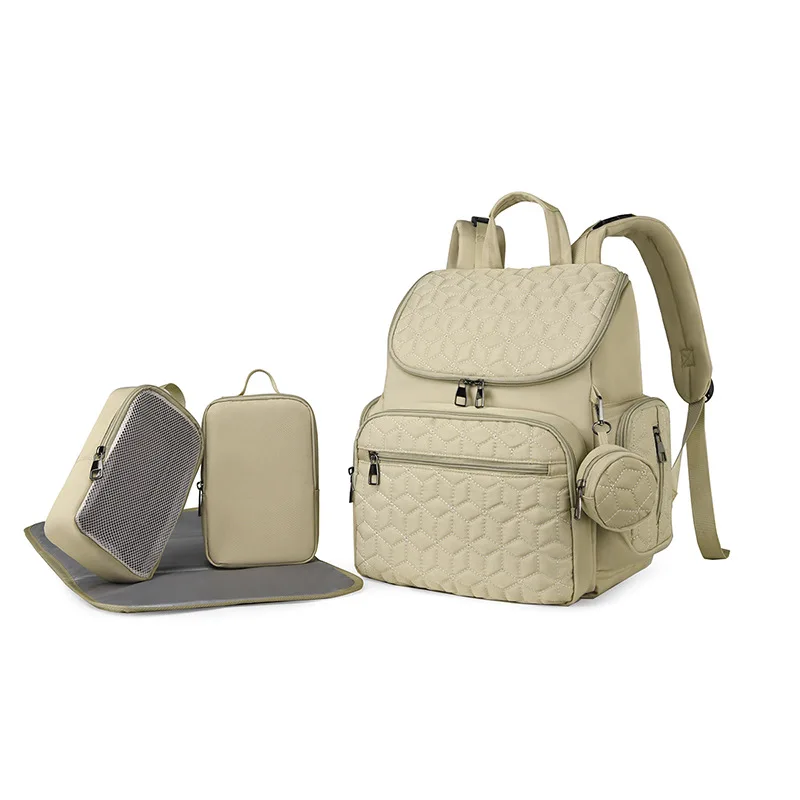 Five Pieces Multifunctional Mother Baby Bag For Travel 2026 New Fashion Mom Maternity Diaper Backpack Oxford Waterproof