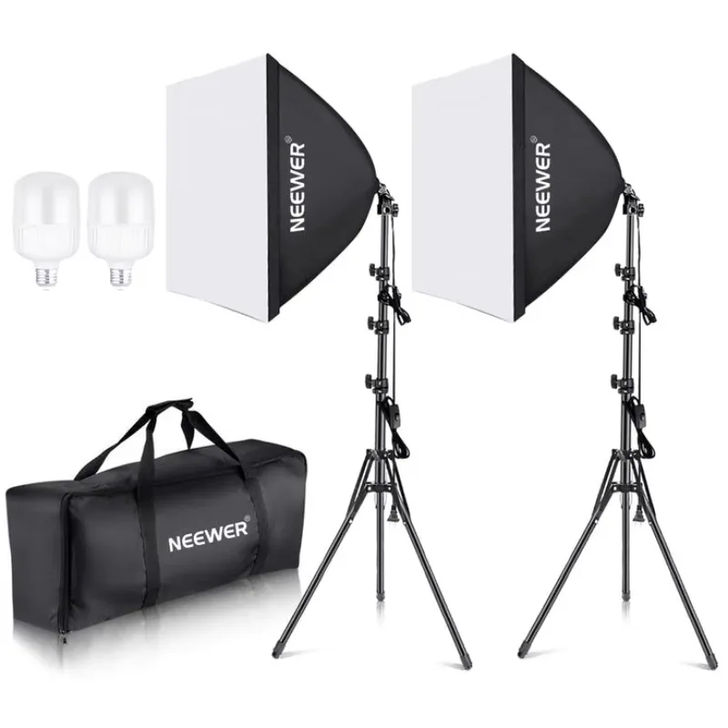 With E26 Soc-ket Li-ght Lighting Kit Neewer 700W Profes-sional Photography 24x24 Inches/60x60 Centimeters Softbox