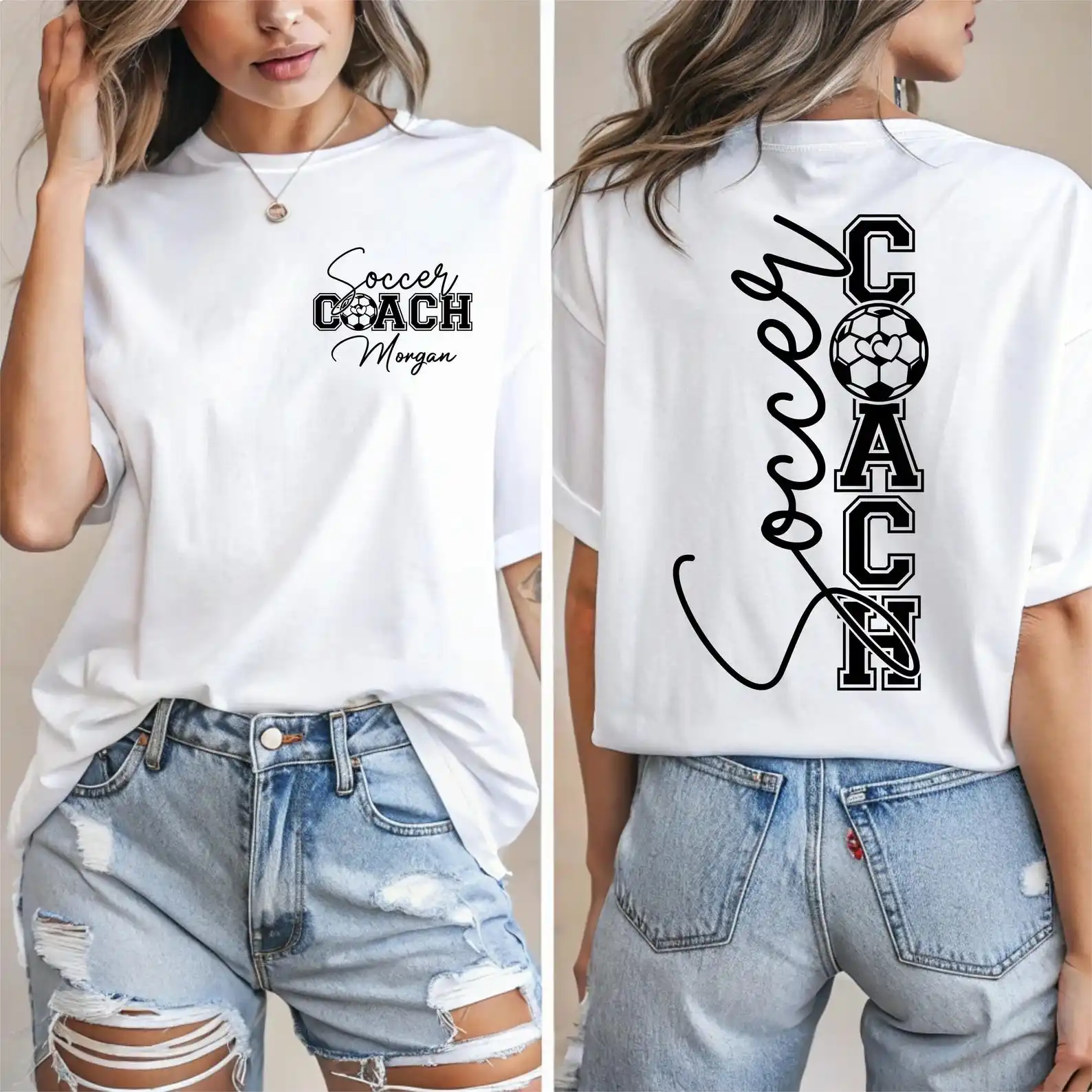 Custom Name Soccer Coach Shirt Personalized Team Football Tee Unisex Cotton Sportswear Birthday Gift for Men Women