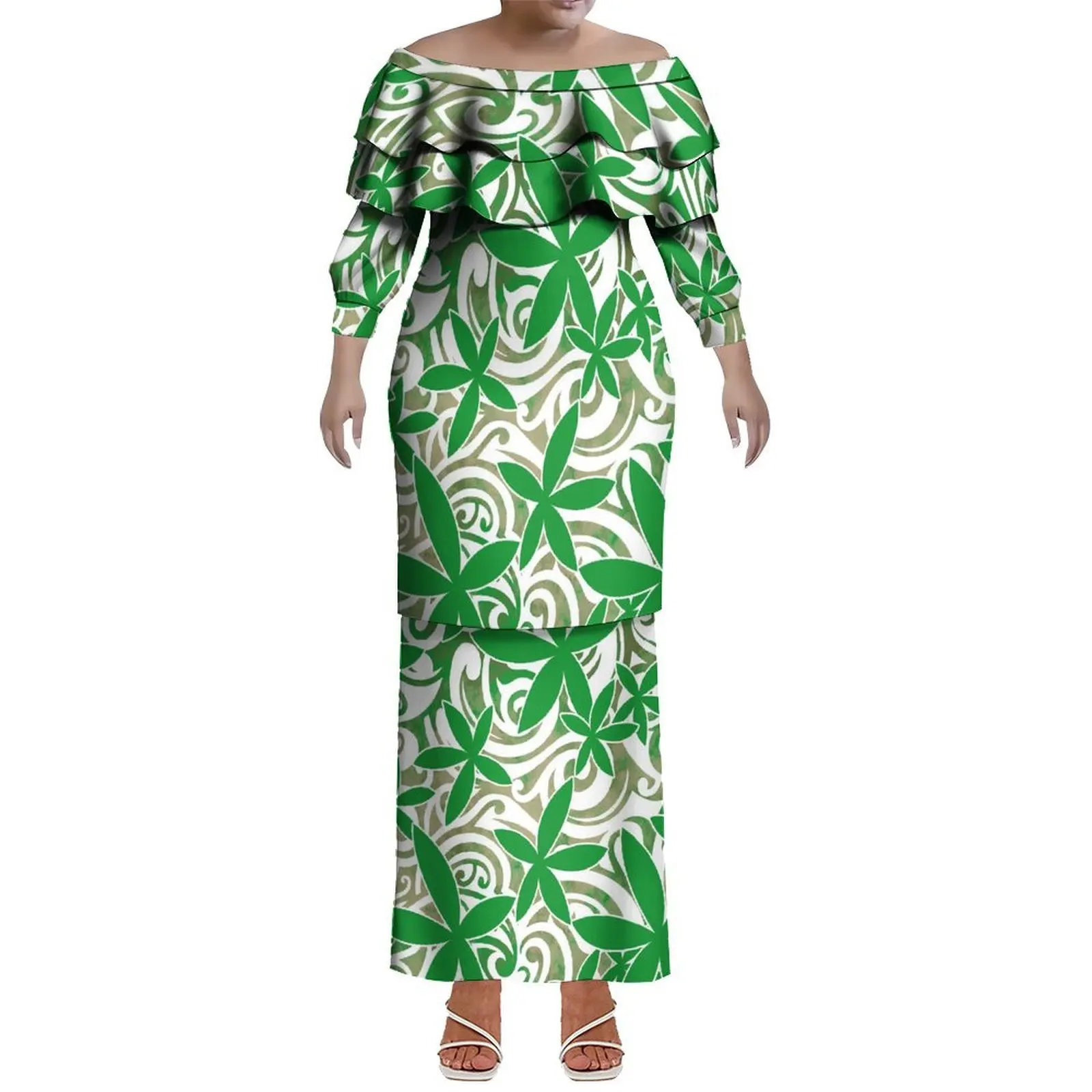 

Женское платье из пулетаси на одно плечо, топ и длинное платье на заказ, полинезийское Самоанское пляжное вечернее модное вечернее платье