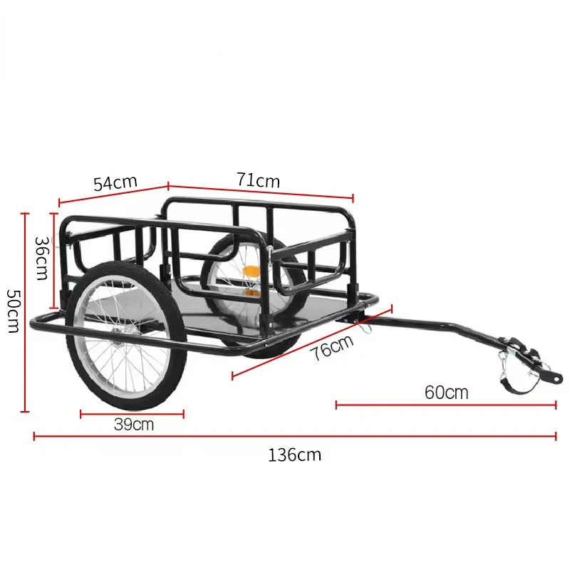 Foldable Cargo Bicycle Trailer Outdoor Cycling Rear Mounted Freight Truck Bucket Single Vehicle Towing Tool Vehicle