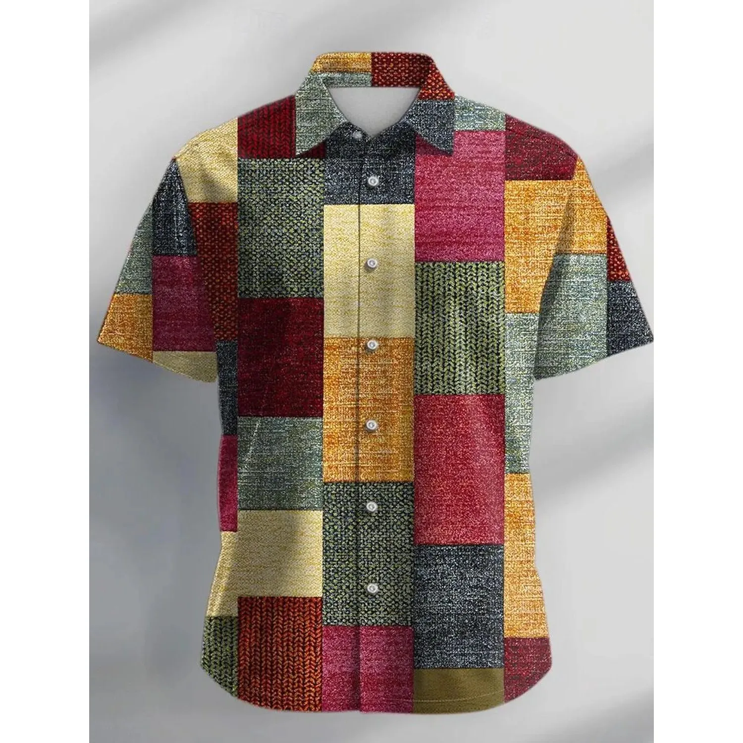 Retro Fashion Casual Men's Geometric Vintage Shirt Thickened Fleece Lined Autumn  Collar Nine Sleeve Length Daily Sum