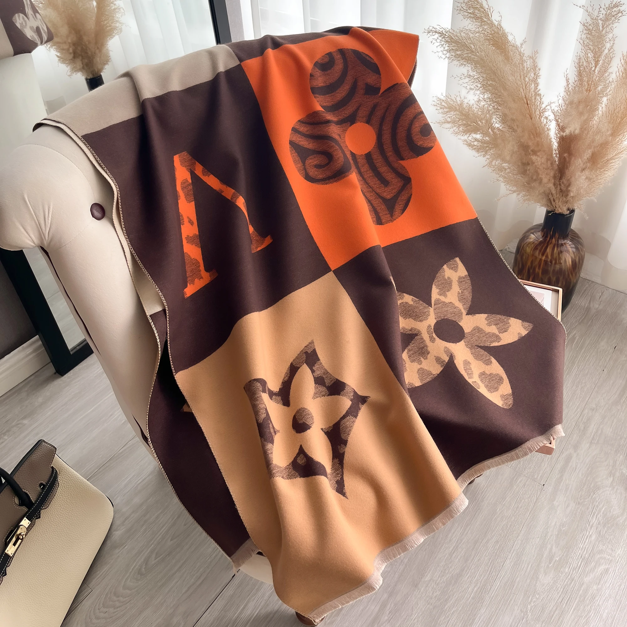 New Elegant Double-Sided Fashion Pashmina Shawl Cashmere Jacquard pattern Scarf Winter Collocation Thickened Warm Scarf Shawl