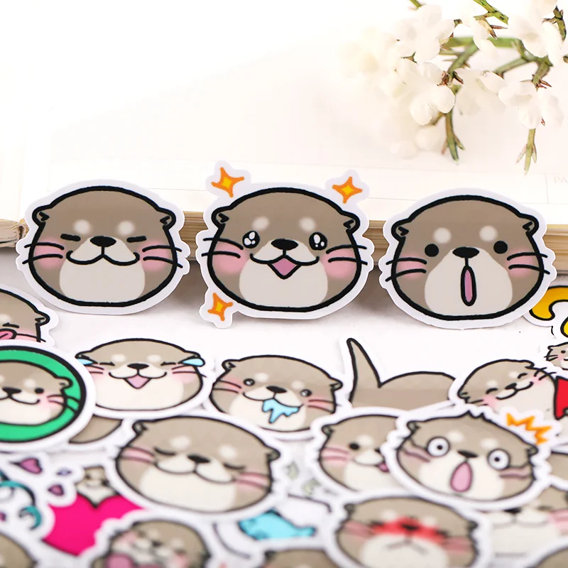 Little Otter Hand Account Cartoon Stickers Cute Animal Expression Pack Ins Wind Children Paste Decorative Materials Kawaii