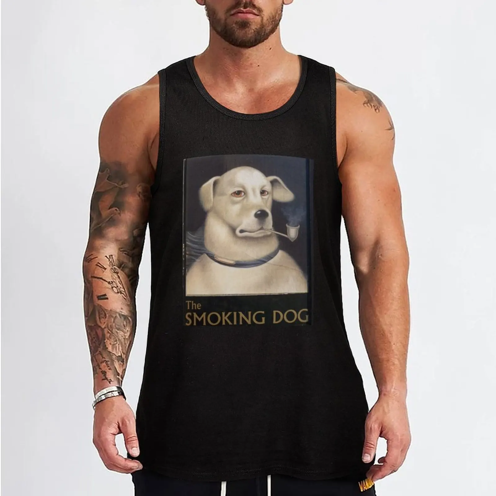 The smoking dog Tank Top cotton t-shirts man Men's fitness t-shirt Men's gym t-shirts vests for men