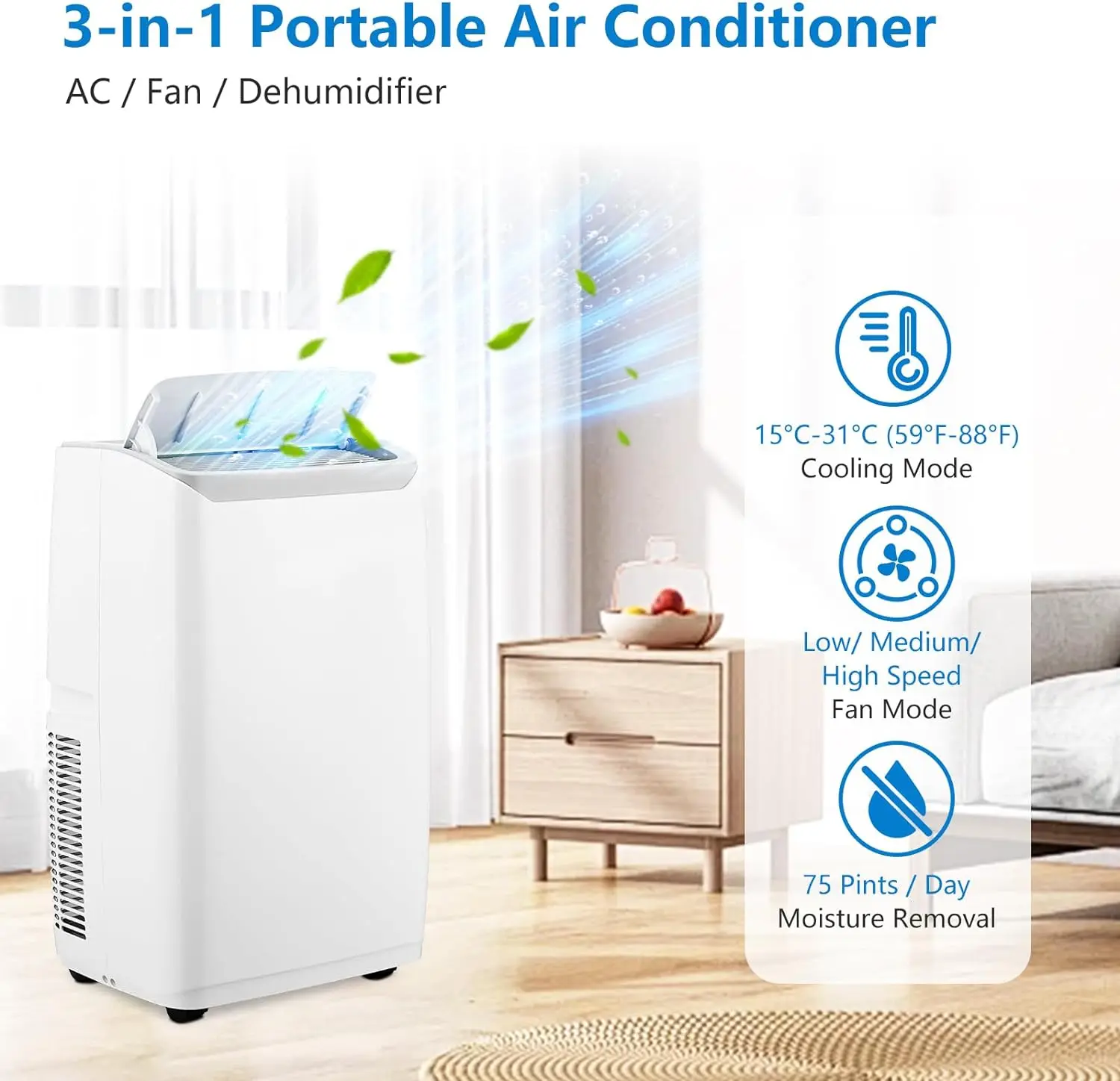 Portable Air Conditioner, 14000 BTU AC Cooling for Room Spaces up to 700sq.ft, with Remote Control, 24H Timer, Sleep Mode