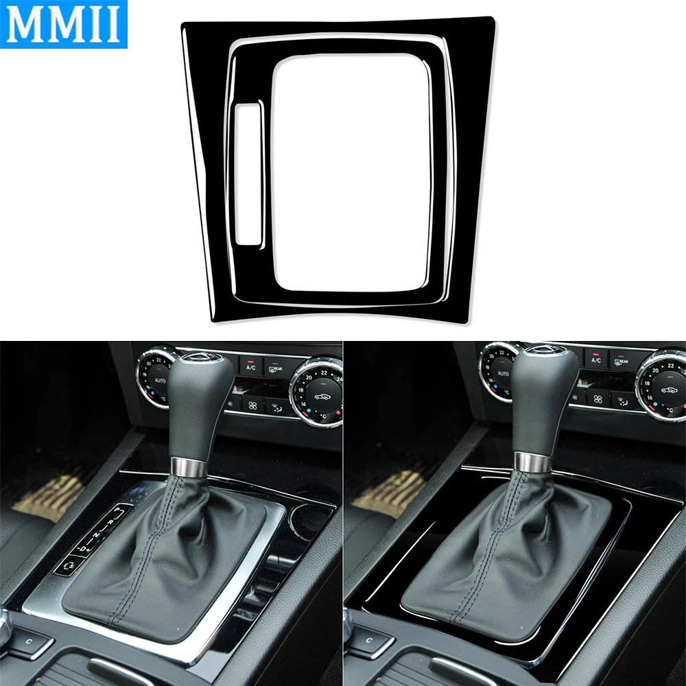 For Benz W204 C Class 2007-2013 Piano Black Gear Shift Panel Decorative Cover Car Interior ABS Retrofitting Accessories Sticker