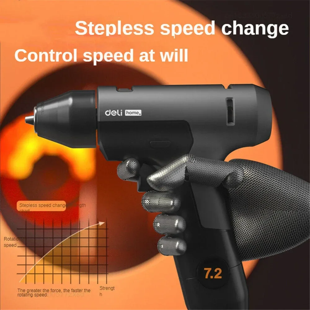 Deli Electric Screwdriver Double Speed 7.2V Electric Rechargeable Disassembling Machine,Assembly Repair Home Power Drill Tools