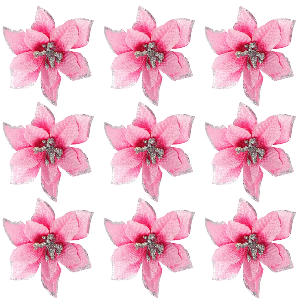 36 szt. Świątecznych sztucznych kwiatów z materiału, dekoracja na przyjęcie, lekkie, wielokrotnego użytku, sztuczne ozdoby kwiatowe na Boże Narodzenie