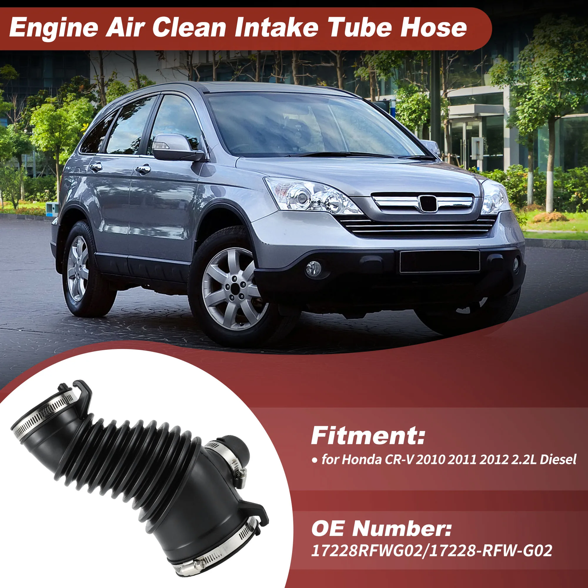

UXCELL 17228RFWG02 Патрубок воздухозаборника двигателя для Honda CR-V 2010 2011 2012 2.2 Diesel