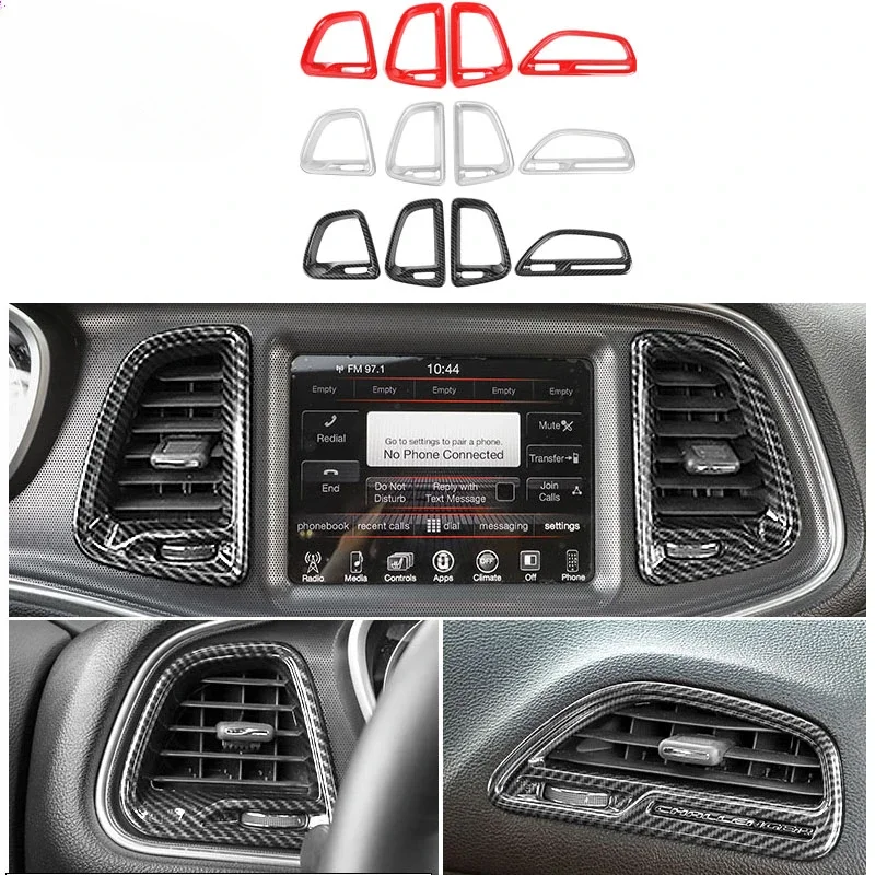 Fit for Dodge Challenger 2015-2020 Car Styling ABS Carbon fiber color  4 PC  Conditioning Vent Decoration Cover Car Accessories