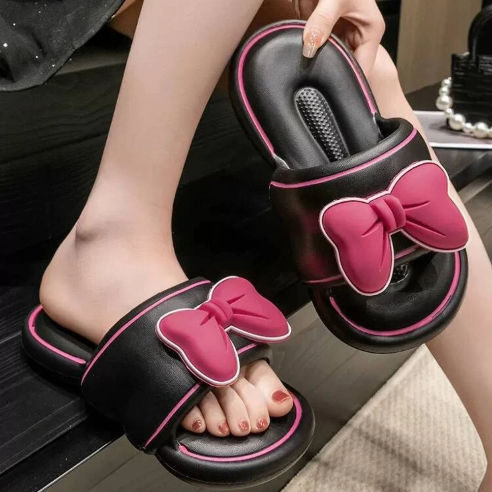 عارضة موجة Bowknot الشقق النعال المضادة للانزلاق لينة وحيد الشرائح الصنادل الحلو PVC شقة القاع النعال النساء