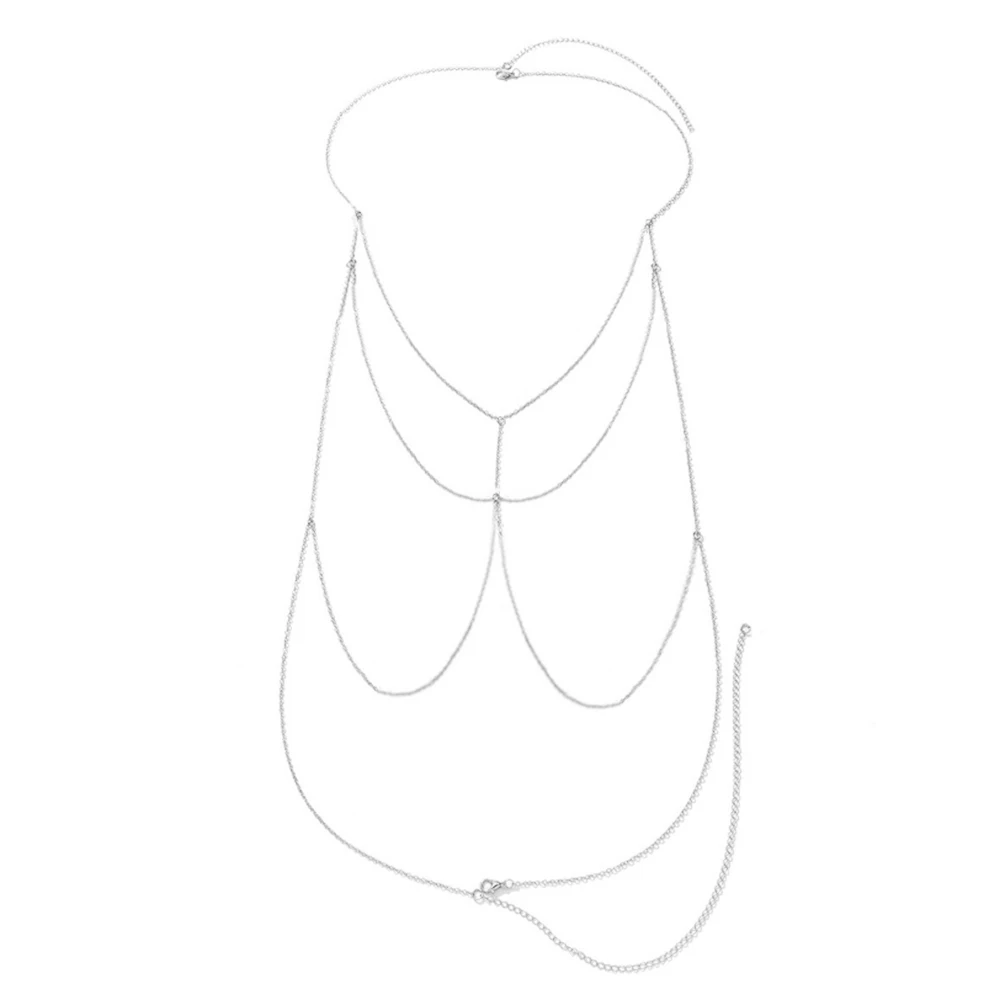 MinaMaMa Multilyaer Stainless Steel Crossover Chain Body Chain For Women Sexy Bikini Waist Chain Bra Body Jewelry