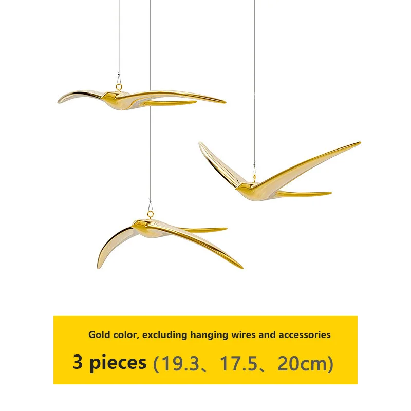 Flying Bird Ceiling Hanging Decor, ABS Plastic Electroplated Metal-Look Finish, Lightweight Ornament for Home, Party, Wedding