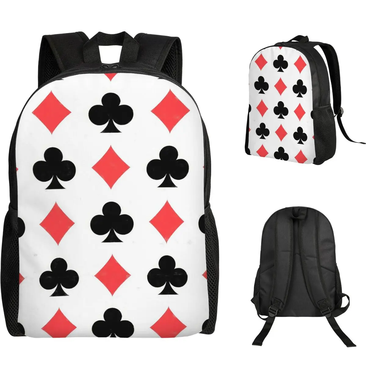Poker Card Pattern Clubs And Diamonds Student Backpack School Bag Hiking Travel Daypack Boys Girls Fashion Bookbag Shoulder Bags