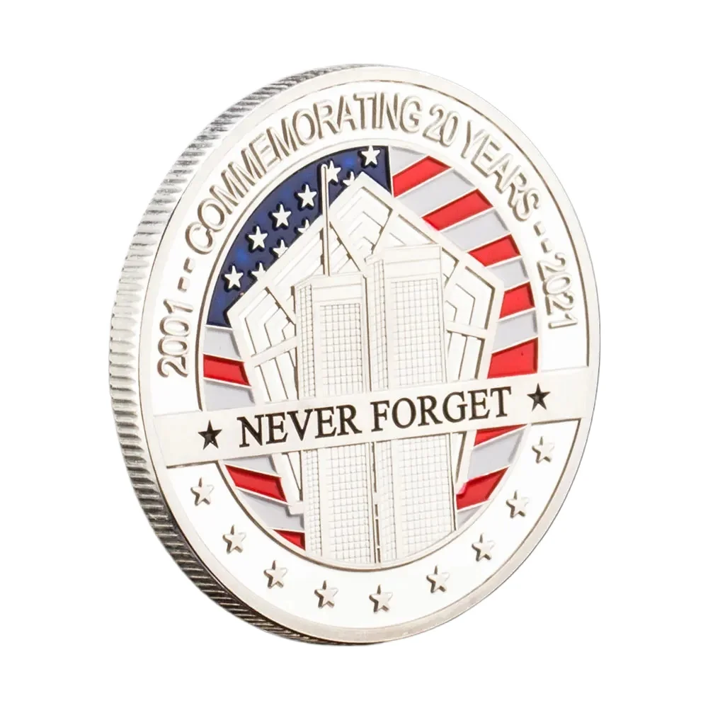 2021 US Statue of Liberty Souvenirs Coin Silvery Pplated Never Forget 9/11 Commemorative Coins Home Decorations