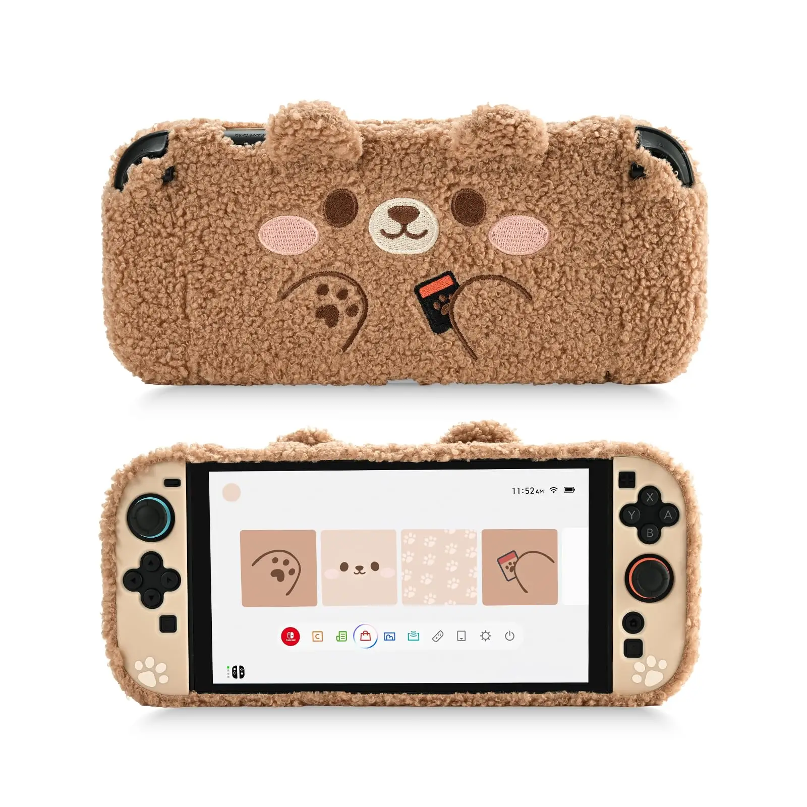 Pluche beer pluche hoes compatibel met Switch 2 (2025), GeekShare NS2 beschermhoes voor NS2 console en Grip Joy Controller