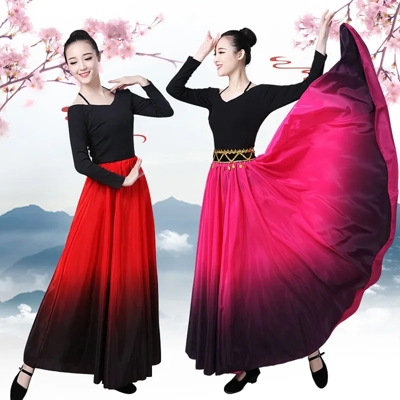 Flamenco Skirt for Women Belly Dance Costumes Spanish Gypsy Girls Spanish Flamenco Clothing Performance 90/180/270/360 Degree