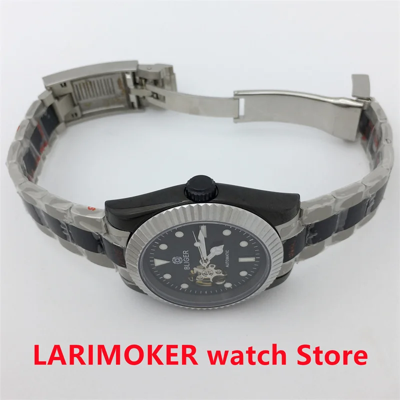 Мужские модные часы BLIGER 39 мм с вырезами, часы из нержавеющей стали NH38, светящиеся водонепроницаемые часы с сапфировым стеклом