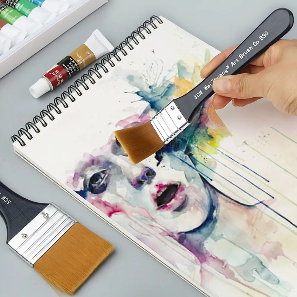 

Flat Brush Primer Watercolor Oil Art Paint Rivet Reinforcement Good Pigment Adsorption Wall Painting Paint Brush