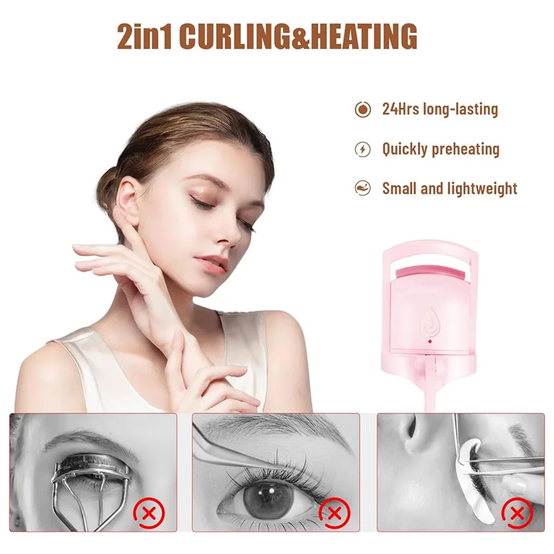 AS60-C-Shaped Heated Eyelash Curler-5 Second Fast Heat Up Rechargeable Electric Curler For 24 Hours Lasting Curls