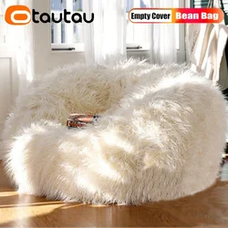 OTAUTAU Faux Long Fur Bean Bag Cover Without Filler Floor Seat Pouf Ottoman Beanbag Chair Frameless Sofa Puff Futon DD012