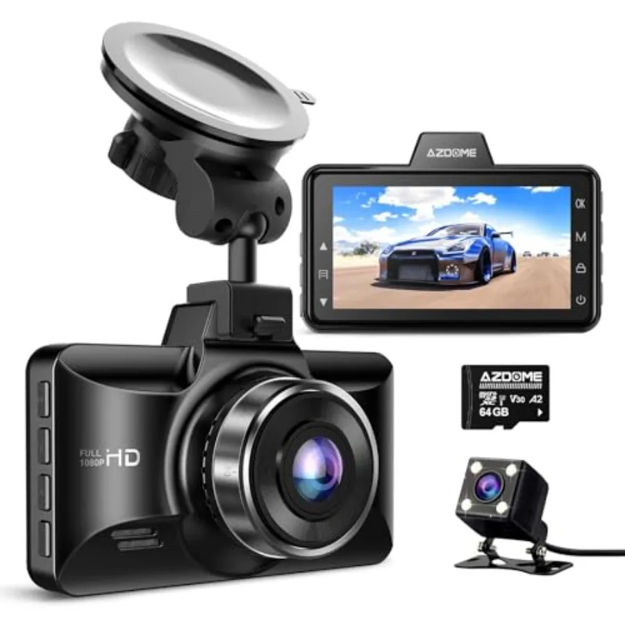 

M01 Dual Dash Cam Front and Rear with Free 64GB Card 3 Screen Dual Dashboard Camera for Car Built-in ADAS G-Sensor 24H Parking