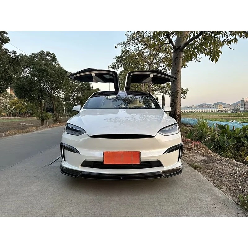 New Tesla Model X Plaid Front Bumper 2021-2023 CMS Style Ultra Light Exhaust Cut-Outs Bolt-On Front Lip Kit