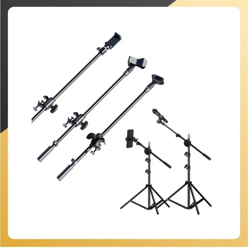 21.6IN Microphone Stand Crossbar Boom Metal Floor Short MIC Mobile Phone° Rotating Video Bracket Rotating Desk Stand Holder