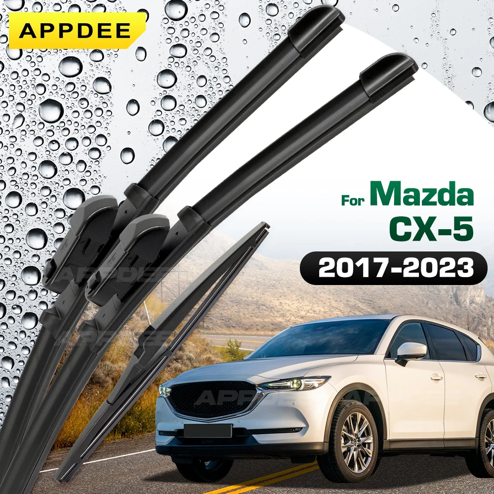 Silicone & rubber LHD&RHD Front & Rear Wiper Blades Set For Mazda CX-5 KF 2017-2023 Windshield Windscreen Window Brushes