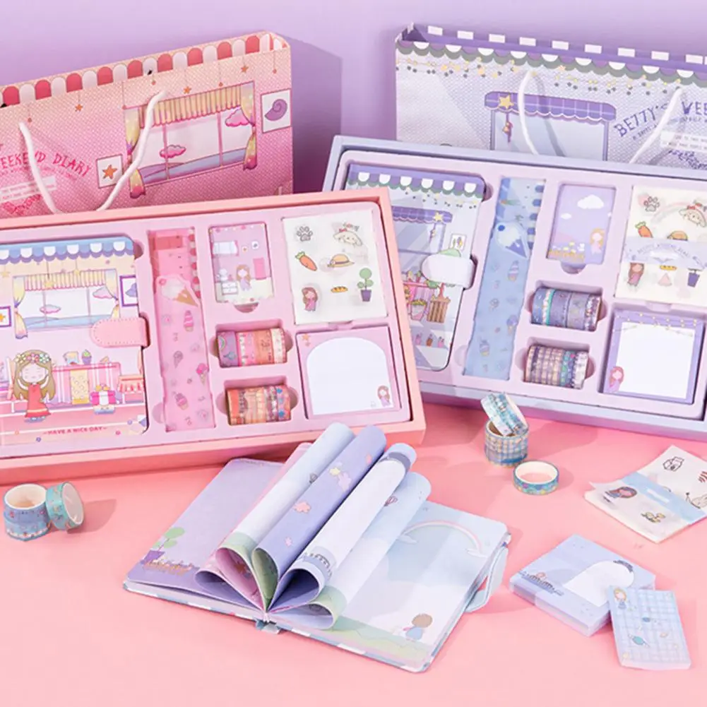 Daily Notepad Great Cute Handmade Writing Notebook Kit with Ruler Sticker Smooth Writing Widely Applied Notebook