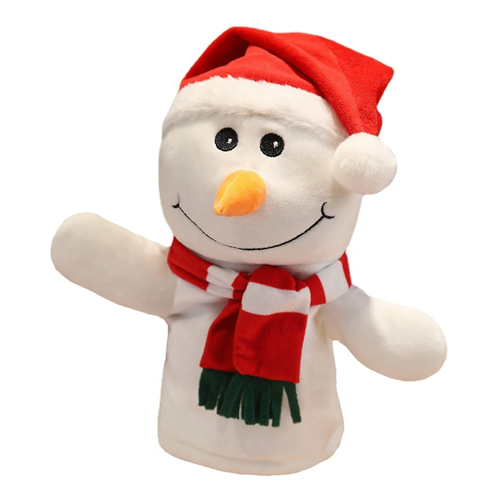 Burattino a mano di Babbo Natale Mini peluche Pupazzo di neve Giocattolo per dita per bambini Cuscino genitore-figlio