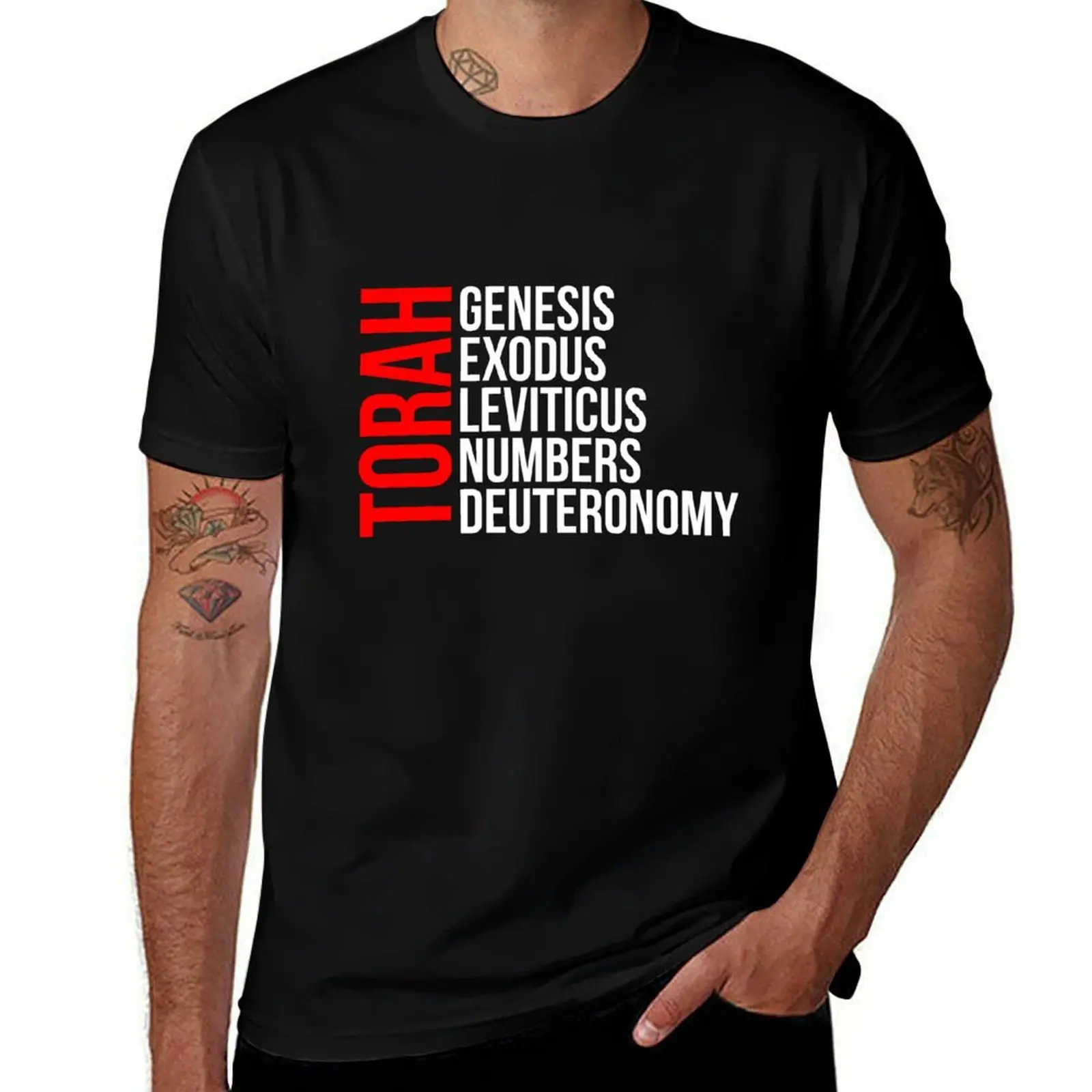 Primeros 5 libros Torá hebreo israelitas Yeshua Yahew camiseta hombre camisetas Camiseta de algodón Camiseta con estampado personalizado