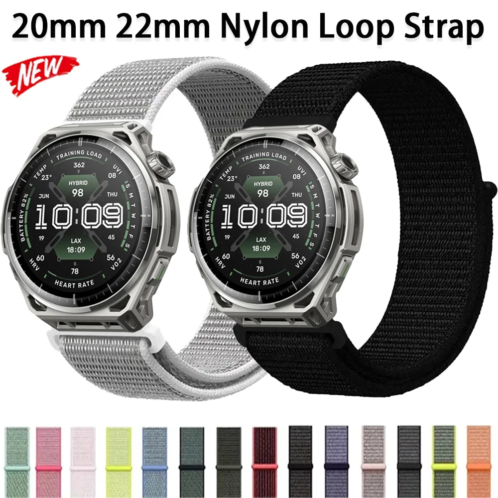 20mm 22mm Sports Nylon Loop Strap for Amazfit Balance 3 2 1 Balance Ultra Bip Max 6 5 Bracelet Amazfit Active 3 2 Max Helio Band