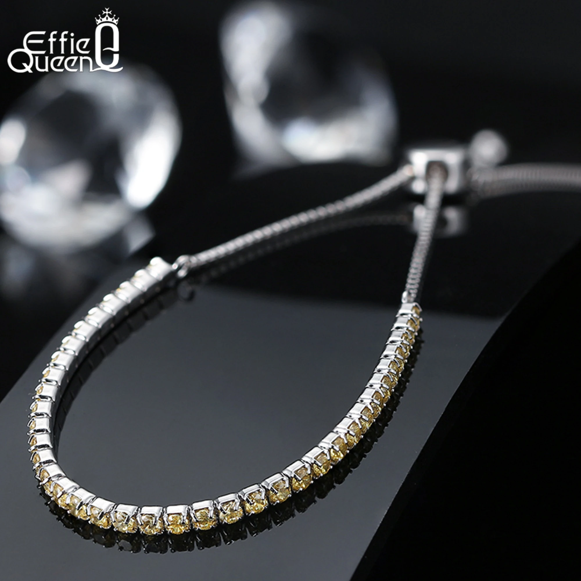 

EFFIE QUEEN S925 Серебро 2 мм Многоцветный цирконий Теннисный браслет-цепочка Женский браслет Идеальные украшения для банкетной вечеринки SB149
