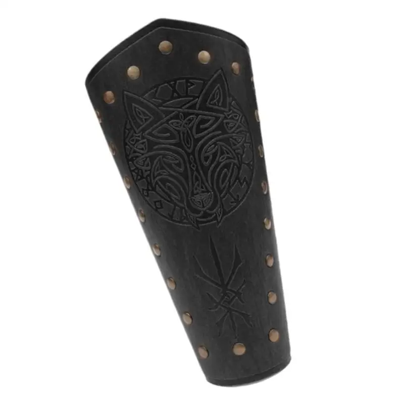 R1we pulseira couro masculina vintage, guarda-braços, martelos, pulseira larga para cosplay medieval e concertos rock