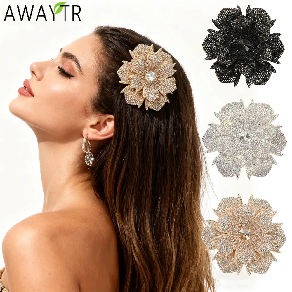 

AWAYTR шампанское со стразами Bauhinia, заколка для волос в виде утконоса, заколки для волос с кристаллами, головные уборы на день Святого Валентина, аксессуары для волос для девочек, праздничный подарок