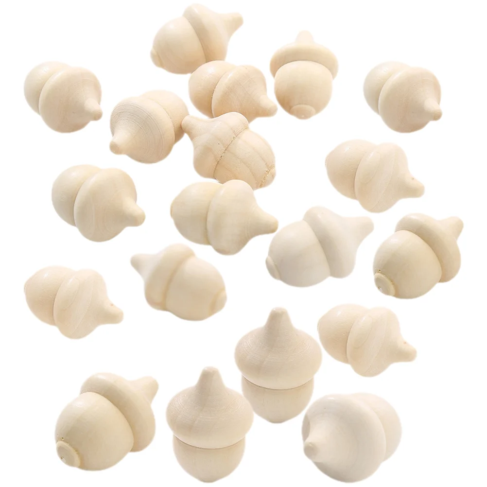 

30 Pcs Woody Acorn Home Accessories Mini Crafts Wooden Acorns DIY Material Unfinished Child Playthings