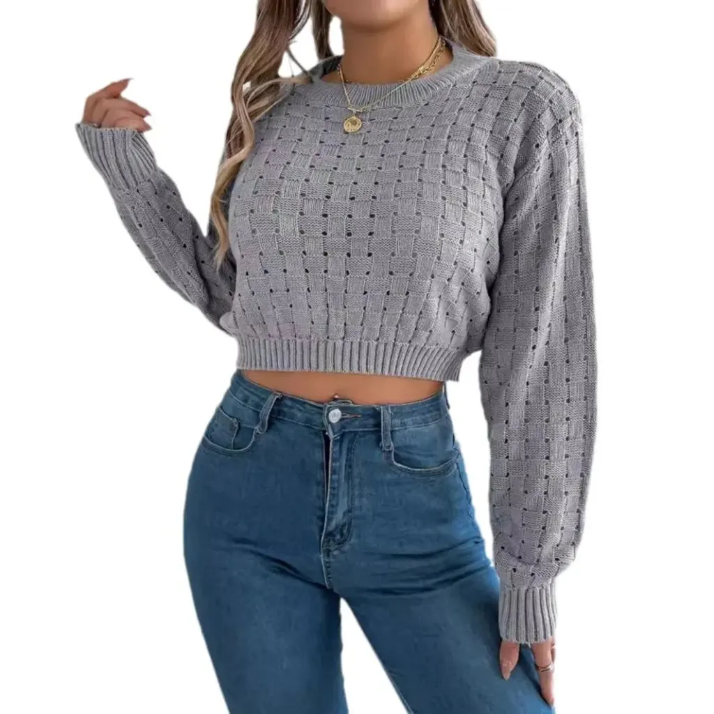 

Женский сексуальный вязаный пуловер с открытой спиной и пуговицами, свитер с длинными рукавами, осенне-зимний сезон, мода от