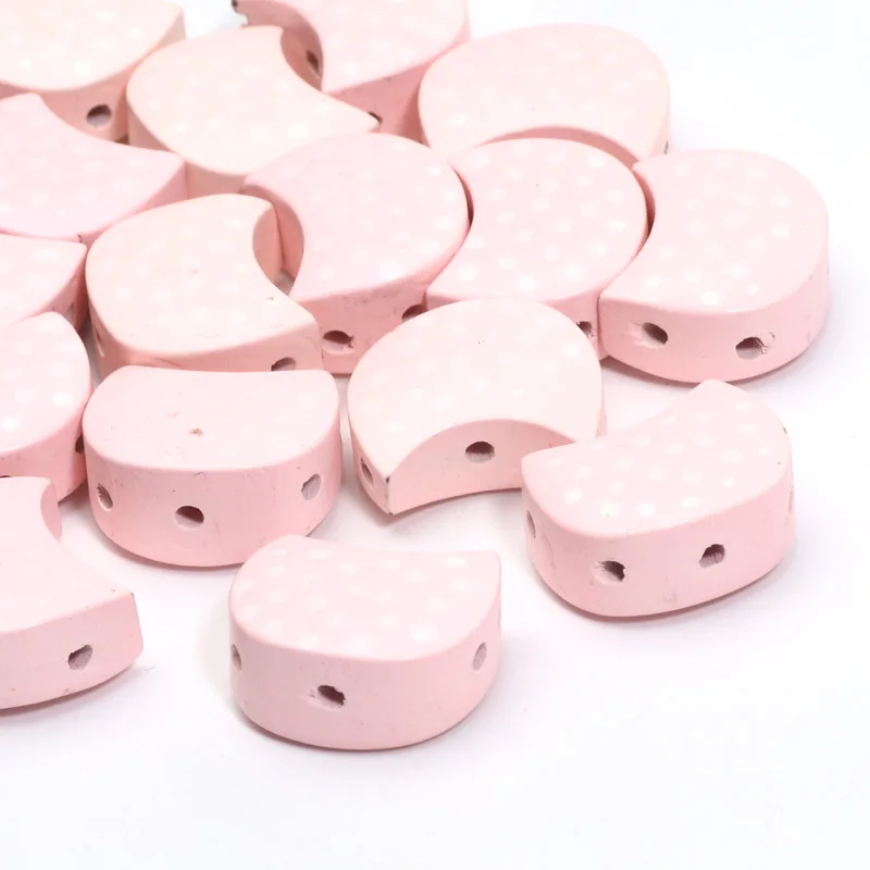 5pcs 17x21mm Pink & Blue Cute Bib Wooden Beads For Jewelry DIY Making Bracelets Necklace Keychains Materials Supplies