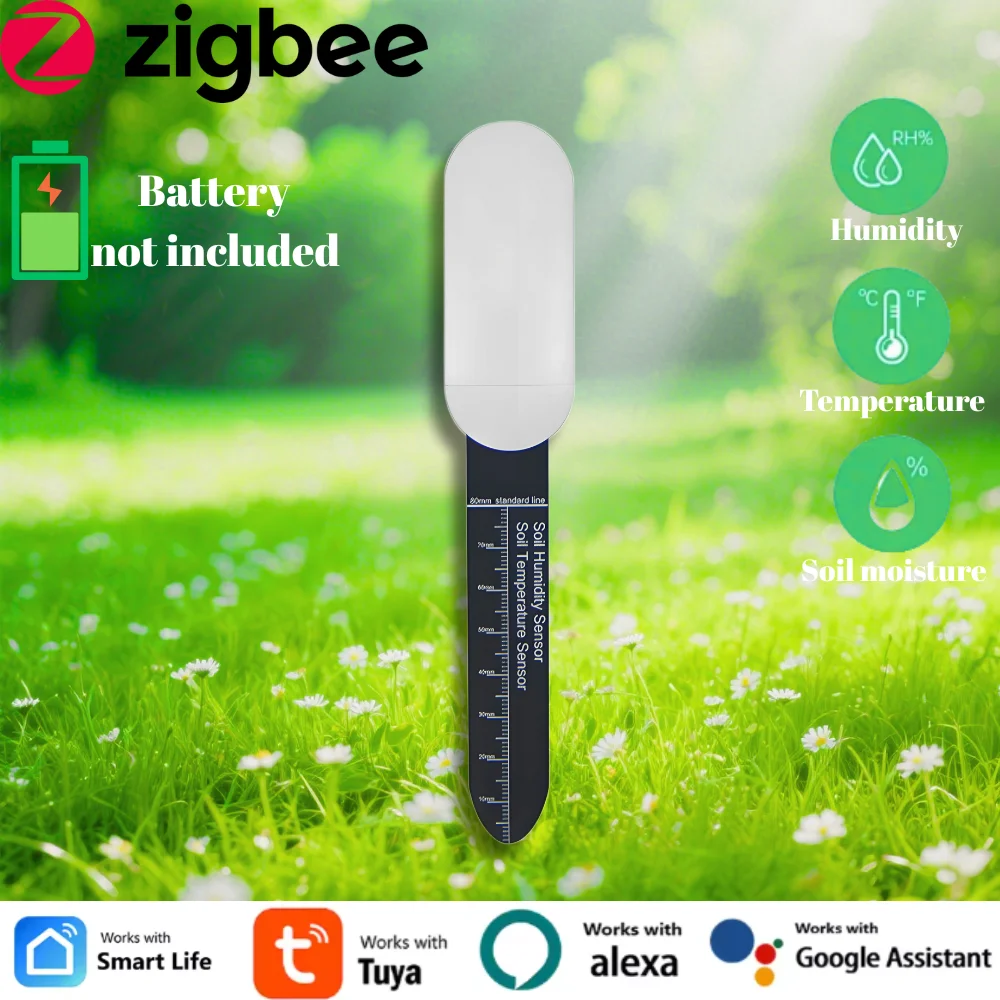 

Умный датчик влажности почвы Zigbee Tuya — беспроводной монитор гигрометра для растений и сада, помощник по поливу растений в реальном времени