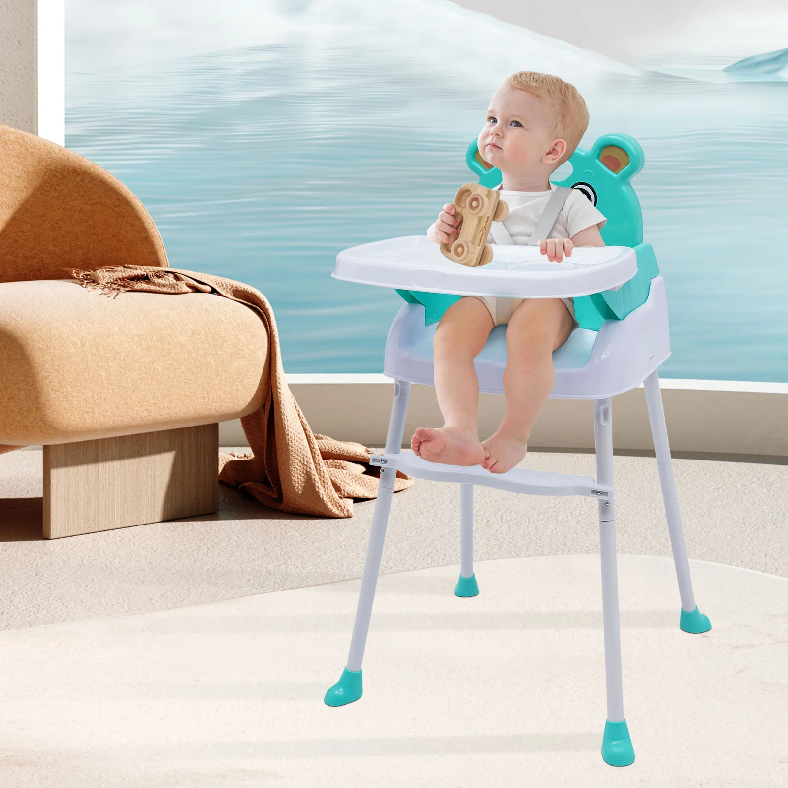 4 in1 Adjustable Baby Child High Chair Infant Feeding Table Seat With Safety Belt