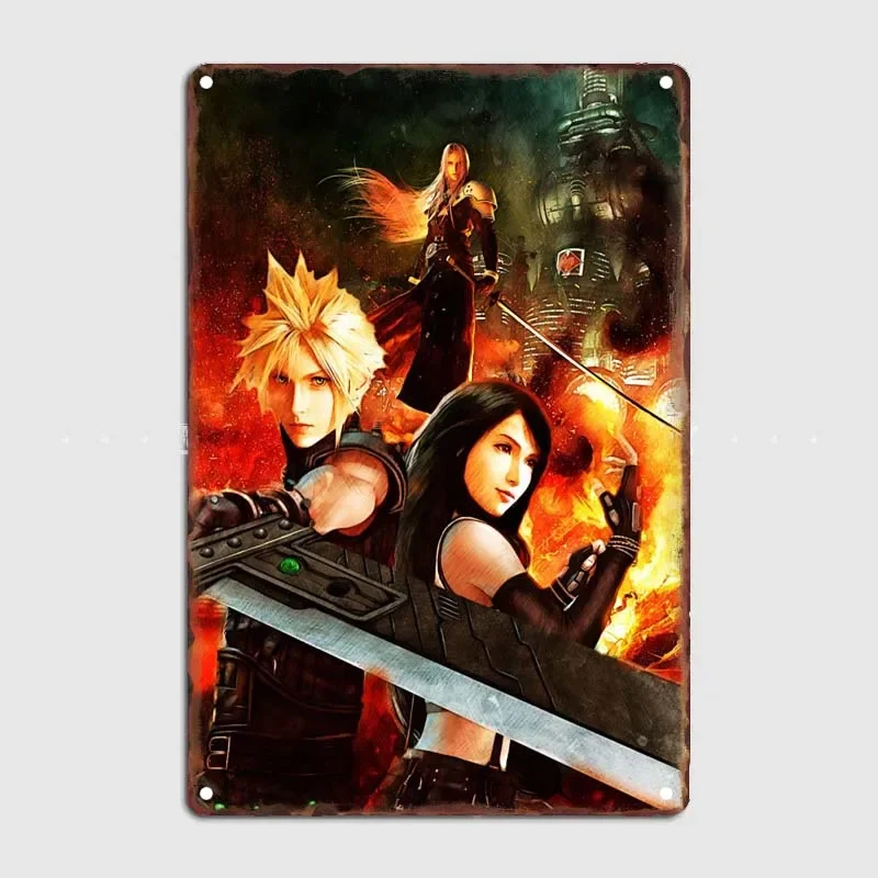 Metal Signs Customized Metal Wall Art Mural Anime Decoration for Home Decor Items Final Fantasy Poster Retro Room Accessories