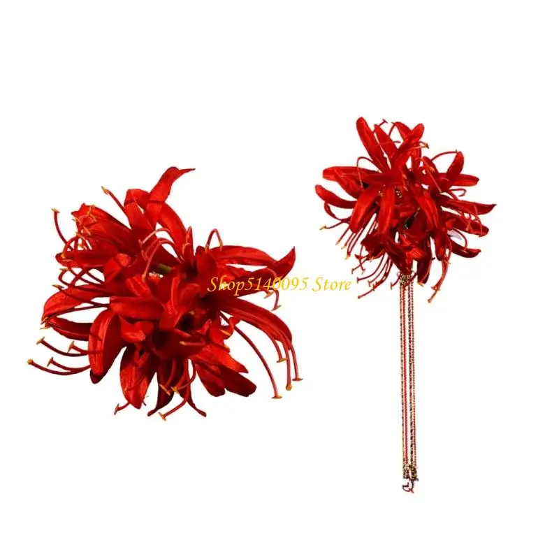 

DXAE Заколка для волос ручной работы с шелковым цветком и древними кисточками Древний китайский костюм Заколка для волос для для