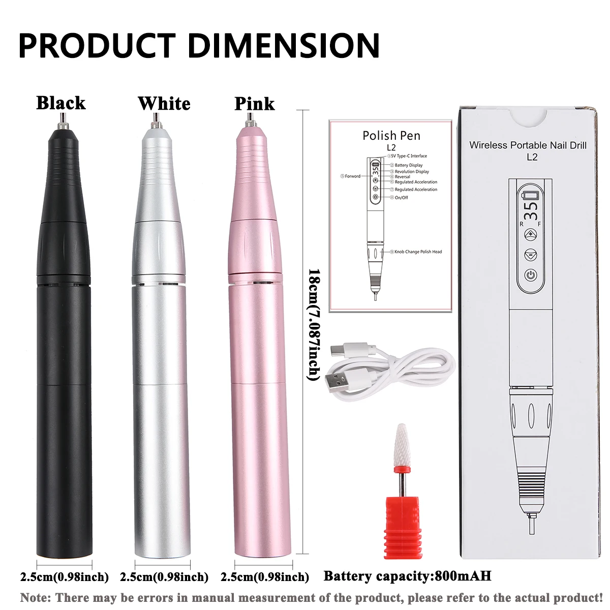 مطحنة أظافر قابلة لإعادة الشحن عبر USB 35000 دورة في الدقيقة، آلة أظافر محمولة لأظافر القدم السميكة، ملحقات تكنولوجيا الأظافر لوازم مانيكير #5