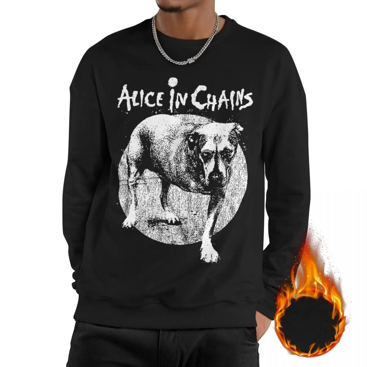 Man Fleece Lined Sweatshirts Rock Alice In Chains Band Merch Sweatshirt Pullover Long Sleeve Shirt Hoodies